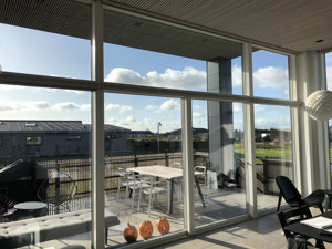 2-leaf sliding casement door seen from inside